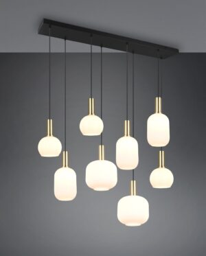 Πολύφωτο Οροφής Ράγα Ματ Ορείχαλκος & Οπάλ Γυαλί DIVA 8xE27 Trio Lighting – 319800808