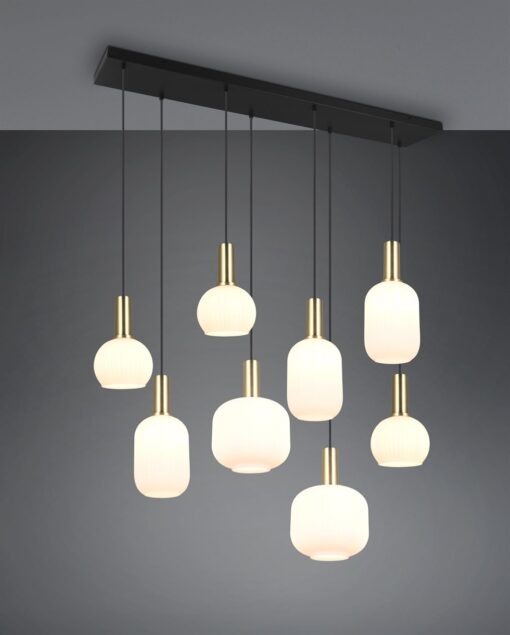 Πολύφωτο Οροφής Ράγα Ματ Ορείχαλκος & Οπάλ Γυαλί DIVA 8xE27 Trio Lighting – 319800808