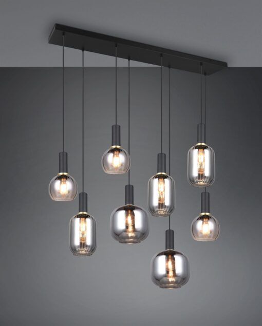 Πολύφωτο Οροφής Ράγα Μαύρο Ματ & Γυαλί DIVA 8xE27 Trio Lighting – 319800832