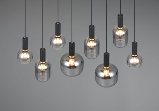 Πολύφωτο Οροφής Ράγα Μαύρο Ματ & Γυαλί DIVA 8xE27 Trio Lighting – 319800832