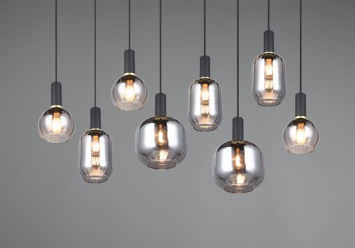 Πολύφωτο Οροφής Ράγα Μαύρο Ματ & Γυαλί DIVA 8xE27 Trio Lighting – 319800832