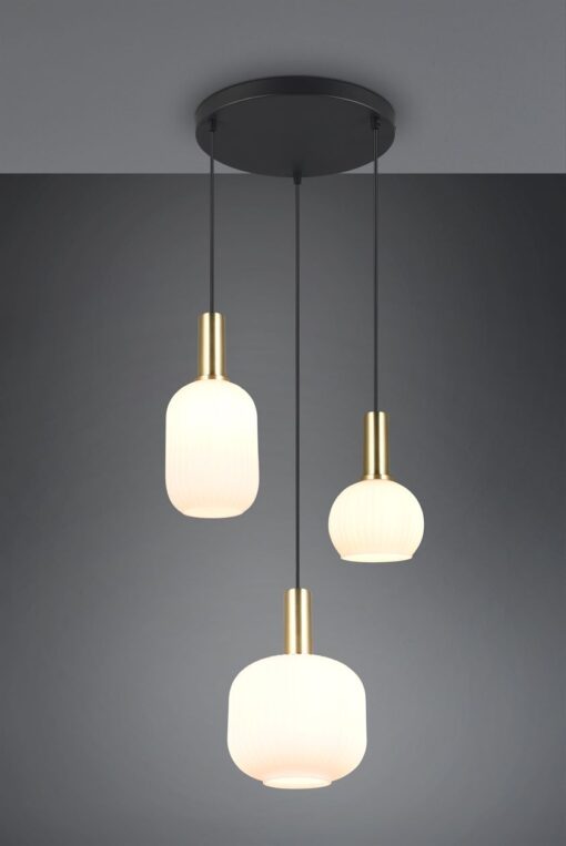 Πολύφωτο Οροφής Ροζέτα Μαύρο Ματ & Οπάλ Γυαλί DIVA 8xE27 Trio Lighting – 319830308