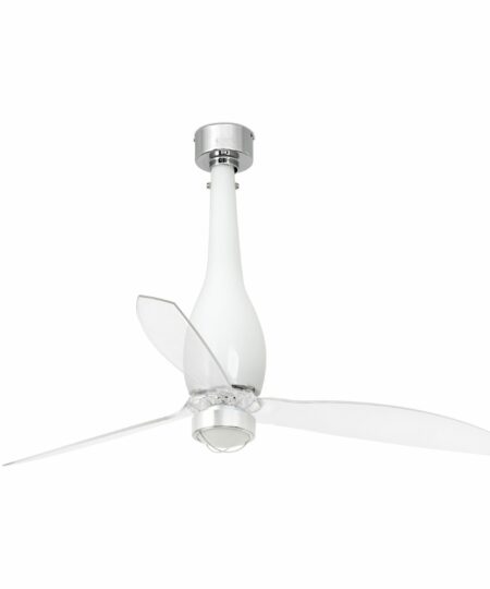 ETERFAN LED Ventilador de techo blanco brillo/transparente con motor DC   FARO – 32000-9