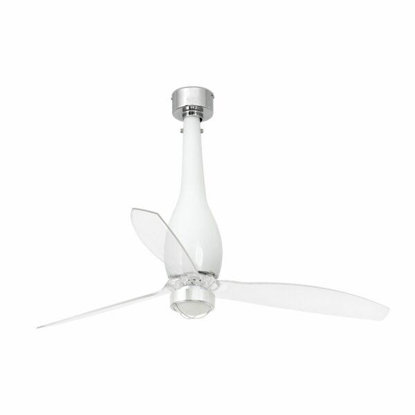 ETERFAN LED Ventilador de techo blanco brillo/transparente con motor DC   FARO – 32000-9