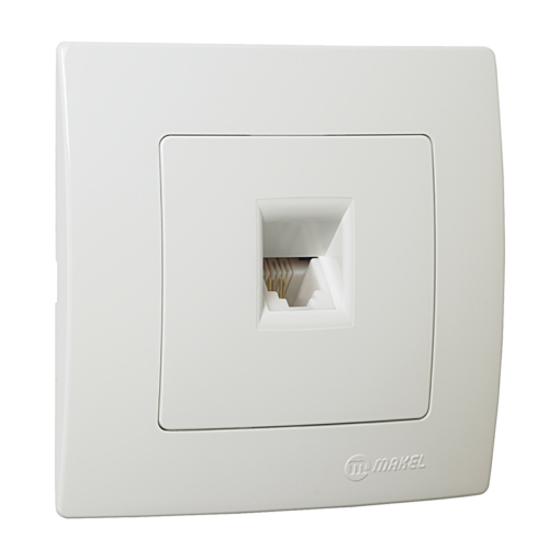 Πρίζα τηλεφώνου RJ11 μονή λευκή Makel Lillium Natural Kare – 32001014