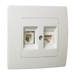 Πρίζα τηλεφώνου-δικτύου RJ11+RJ45 CAT5 διπλή λευκή Makel Lillium Natural Kare – 32001037