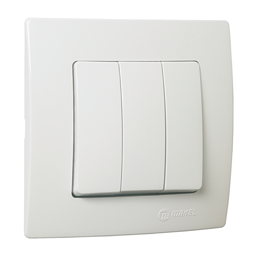 Διακόπτης τριπλός λευκός Makel Lillium Natural Kare – 32001091