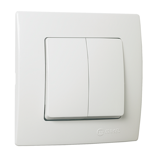 Διακόπτης διπλός κομμυτατέρ λευκός Makel Lillium Natural Kare – 32001103