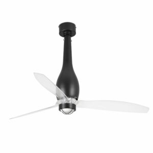ETERFAN LED Ventilador de techo negro mate/transparente con motor DC    FARO – 32003-10