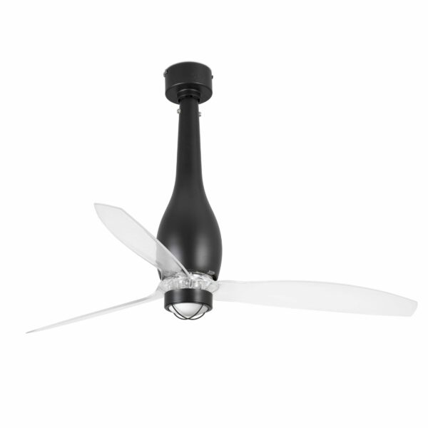 ETERFAN LED Ventilador de techo negro mate/transparente con motor DC    FARO – 32003-10