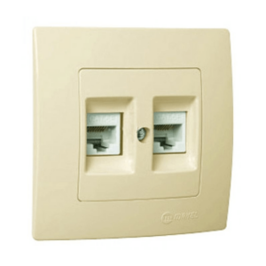 Πρίζα τηλεφώνου RJ11 διπλή μπεζ Makel Lillium Natural Kare – 32010034