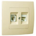 Πρίζα τηλεφώνου-δικτύου RJ11+RJ45 CAT5 διπλή μπεζ Makel Lillium Natural Kare – 32010037
