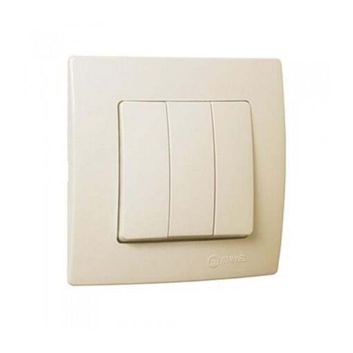 Διακόπτης τριπλός μπεζ Makel Lillium Natural Kare – 32010091