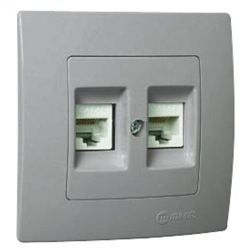Πρίζα δικτύου RJ45 CAT6 διπλή ασημί ματ Makel Lillium Natural Kare – 32018136