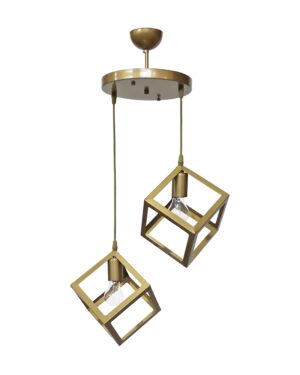 Φωτιστικό ανισόπεδο 2φωτο με κύβους KYVOS/2L GOLD MAT PENDEL 2/L Heronia – 34-0352