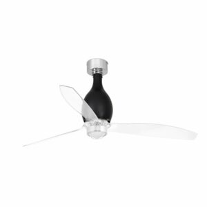 MINI ETERFAN LED Shiny black/transparent ceiling fan with DC motor  FARO – 32026-10