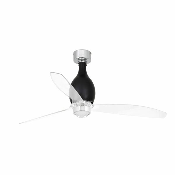 MINI ETERFAN LED Shiny black/transparent ceiling fan with DC motor  FARO – 32026-10