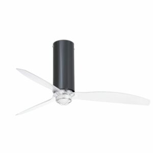 TUBE FAN LED Shiny black/transparent ceiling FAN LED with DC motor  FARO – 32035-10