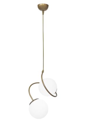 Κρεμαστό φωτιστικό δίφωτο μεταλλικό χρυσό ματ TAIL 2/L GOLD MAT Heronia – 01-0374