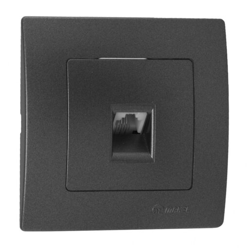 Πρίζα τηλεφώνου RJ11 μονή ανθρακί ματ Makel Lillium Natural Kare – 32050014