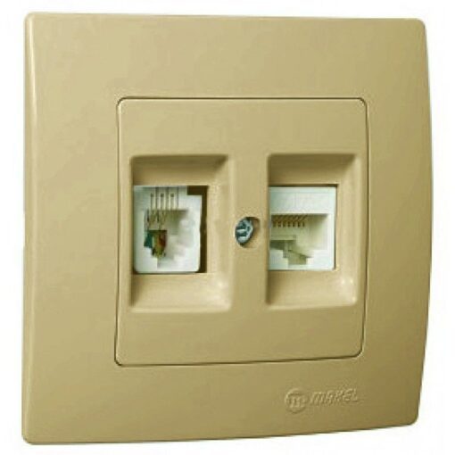 Πρίζα τηλεφώνου RJ11 διπλή χρυσό ματ Makel Lillium Natural Kare – 32057034