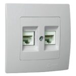 Πρίζα τηλεφώνου RJ11 διπλή περλέ ματ Makel Lillium Natural Kare – 32100034