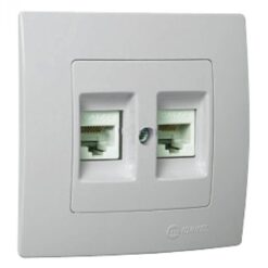 Πρίζα τηλεφώνου RJ11 διπλή περλέ ματ Makel Lillium Natural Kare – 32100034