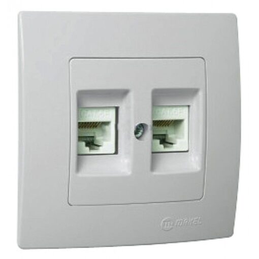 Πρίζα τηλεφώνου RJ11 διπλή περλέ ματ Makel Lillium Natural Kare – 32100034