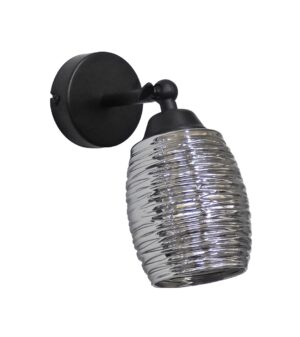 Επιτοίχιο φωτιστικό με μεταλλική βάση μαύρη φυμέ Γυαλί  E/27 Heronia – 01-0396