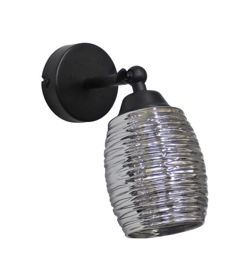 Επιτοίχιο φωτιστικό με μεταλλική βάση μαύρη φυμέ Γυαλί  E/27 Heronia – 01-0396
