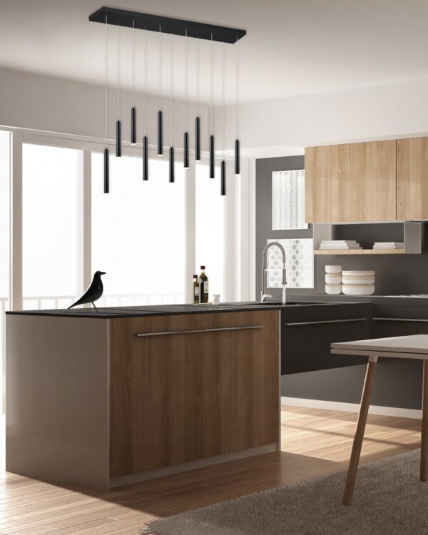 Κρεμαστό Φωτιστικό Ράγα TUBULAR Trio Lighting LED 30W 3850lm Μαύρο Ματ Step Dimmable 3000K – 321611132