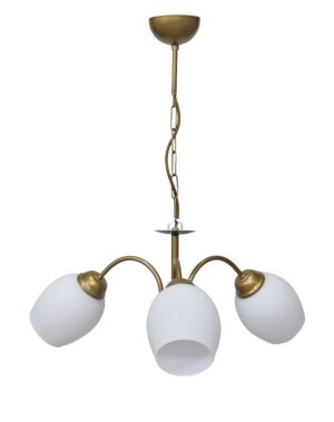 Φωτιστικό κρεμαστό 3φωτο ,μεταλλικό με γυαλιά λευκά ,σε χρυσό ματ ,LAB 3/L BULL GOLD-WH Heronia – 01-0377