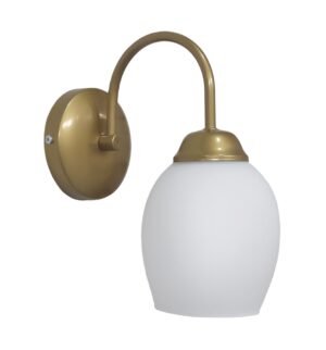 Επιτοίχιο φωτιστικό με μεταλλική βάση χρυσό ματ , γυαλί  λευκό , BULL/AP -A- GOLD-WH ΑΠΛΙΚΑ ΓΥΑΛΙ E/27 Heronia – 01-0389