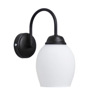 Επιτοίχιο φωτιστικό με μεταλλική βάση μαύρη & γυαλί λευκό, BULL/AP -A- BLACK-WH ΑΠΛΙΚΑ ΓΥΑΛΙ  E/27 Heronia – 01-0388