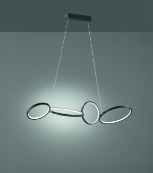 Κρεμαστό Φωτιστικό με Περιστρεφόμενους Κύκλους RONDO Trio Lighting LED 37W 4600lm Μαύρο Ματ Step Dimmable 3000K – 322610432