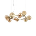 IDEAL LUX Κρεμαστό Φωτιστικό PERLAGE 11xG9 Χρυσού Χρώματος – 322773
