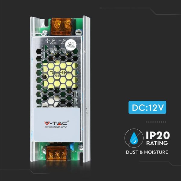 Τροφοδοτικό για LED 75W 12V IP20 Μεταλλικό V-TAC – 3247