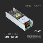 Τροφοδοτικό για LED 75W 12V IP20 Μεταλλικό V-TAC – 3247