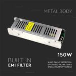 Τροφοδοτικό Μεταλλικό Slim IP20 DC:12V 150W 12.5A Dimmable V-TAC – 3257