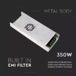 Τροφοδοτικό Μεταλλικό Slim IP20 DC:12V 350W V-TAC – 3259