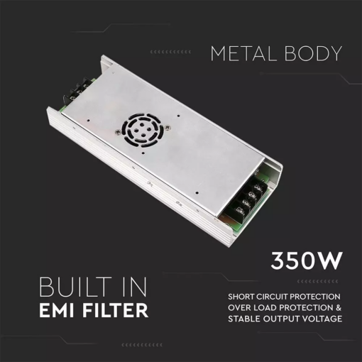 Τροφοδοτικό Μεταλλικό Slim IP20 DC:12V 350W V-TAC – 3259