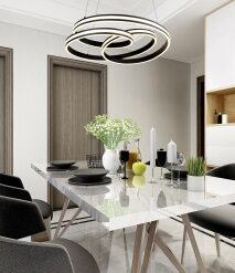Κρεμαστό Φωτιστικό Trio Lighting  LED 60W Μαύρο Ματ Μεταλλικό Step Dimmable 7200lm  2300+3000+4000K – 326210132