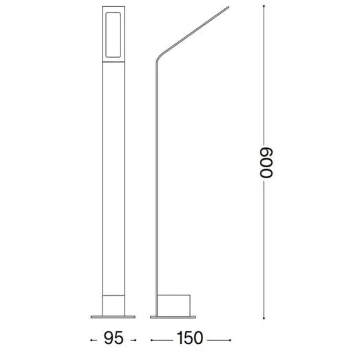IDEAL LUX Φωτιστικό Κολωνάκι Κήπου AGOS LED 6.5W 3000K IP54 Μαύρου Χρώματος – 326689