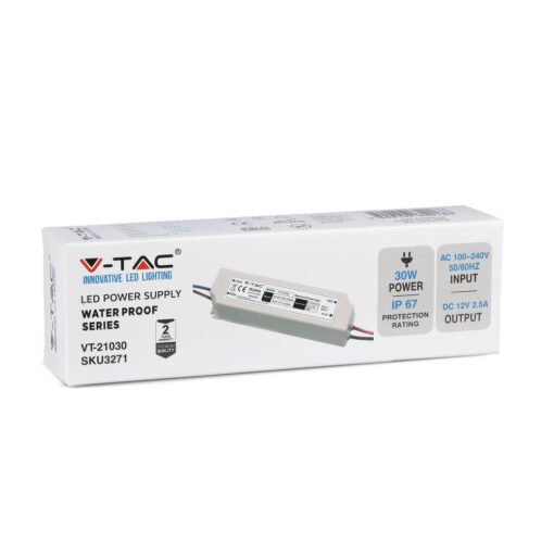 Τροφοδοτικό Αδιάβροχο IP67 DC:12V 30W V-TAC – 3271