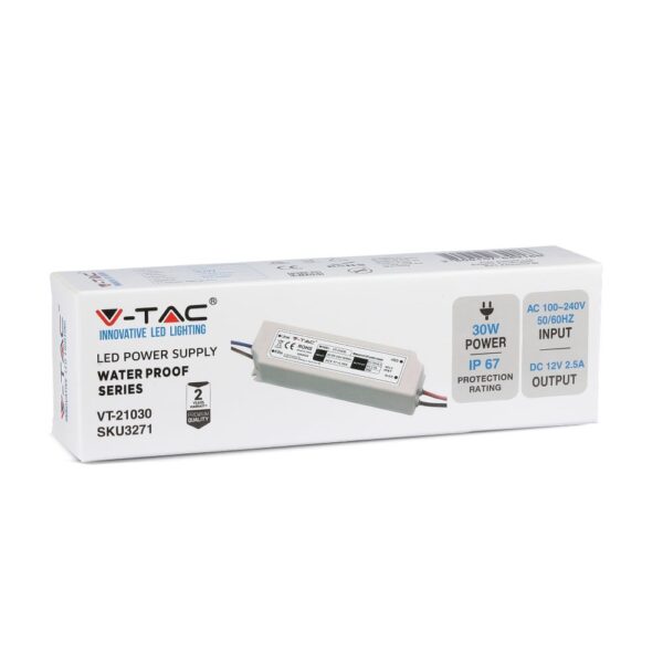 Τροφοδοτικό Αδιάβροχο IP67 DC:12V 30W V-TAC – 3271