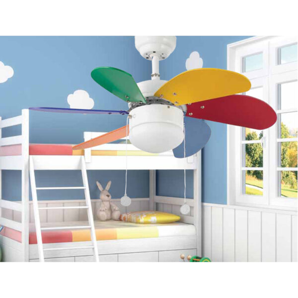 PALAO Ø 15.3 CM. MULTICOLOR 6 BLADES 1 X E14 40W  FARO – 33179