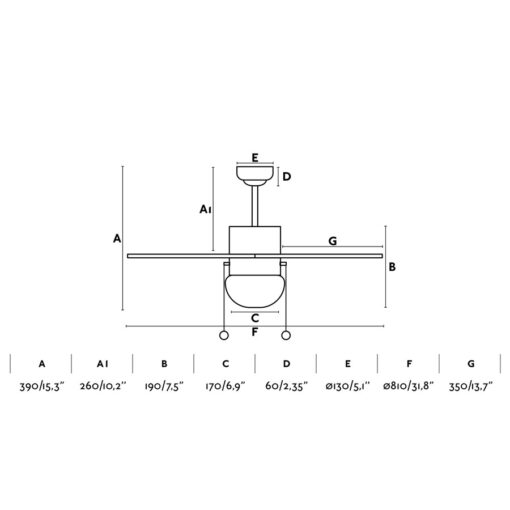 PALAO Ø82CM MATT NICKEL 6 BLADES 1 X E14 40W      FARO – 33183