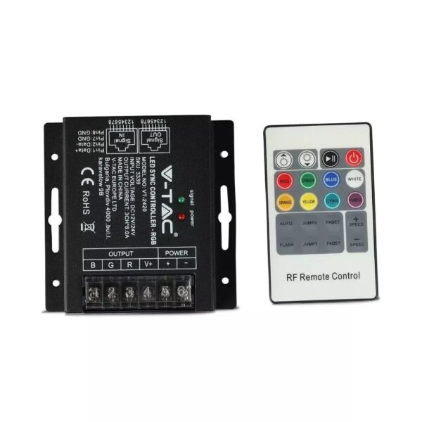 LED Controller με Τηλεχειριστήριο RF για Ταινίες RGB 288W/576W V-TAC – 3339