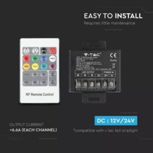 LED Controller με Τηλεχειριστήριο RF για Ταινίες RGB 240W/480W V-TAC – 3340