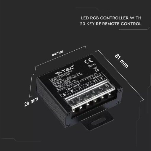 LED Controller με Τηλεχειριστήριο RF για Ταινίες RGB 240W/480W V-TAC – 3340